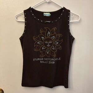 Sturgis Women’s Tank Top Brown With Embellishments Size Medium